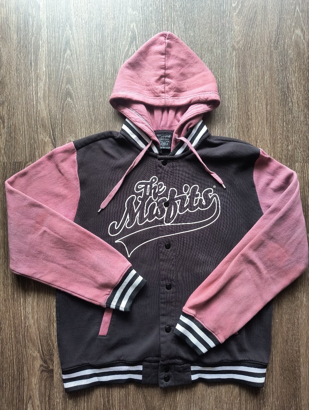 Vintage The Misfits Two-Tone Hooded Jacket in Dusty Rose & Black